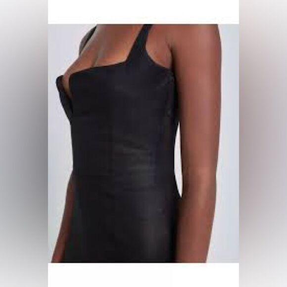 NWT 7 FOR ALL MAN KIND black Coated Denim Flared Jumpsuit In Rabbithole sz small - Picture 3 of 12